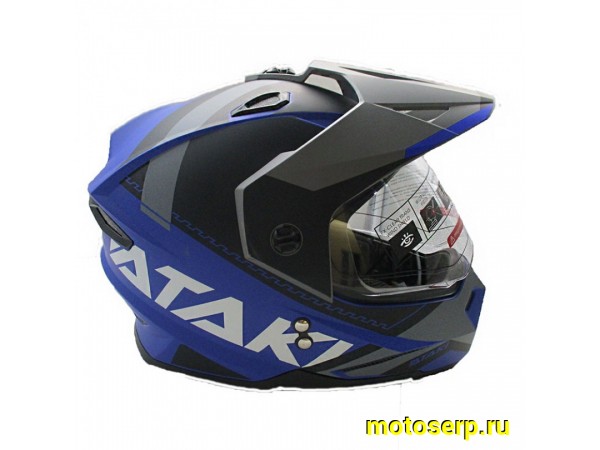 Купить  Шлем Кросс Ataki JK802 (мотард) Splash синий/серый матовый  р-р M (шт) (SM 941-6616 купить с доставкой по Москве и России, цена, технические характеристики, комплектация фото  - motoserp.ru