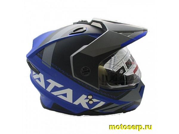 Купить  Шлем Кросс Ataki JK802 (мотард) Splash синий/серый матовый  р-р XL (шт) (SM 941-7096 купить с доставкой по Москве и России, цена, технические характеристики, комплектация фото  - motoserp.ru