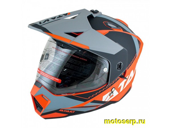 Купить  Шлем Кросс Ataki JK802 (мотард) Valor красный/серый матовый р-р L (шт) (SM 941-8508 купить с доставкой по Москве и России, цена, технические характеристики, комплектация фото  - motoserp.ru