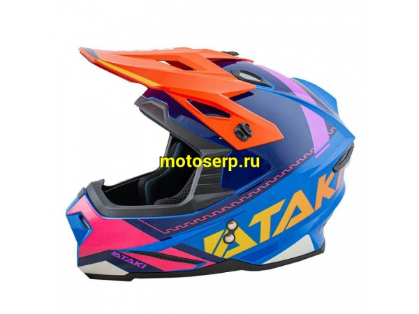 Купить  Шлем Кросс Ataki JK801 Valor синий/оранжевый/розовый глянцевый р-р S  (шт)  (SM 941-7907 купить с доставкой по Москве и России, цена, технические характеристики, комплектация фото  - motoserp.ru