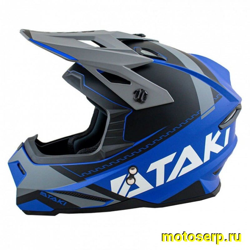 Купить  Шлем Кросс Ataki JK801 Valor синий/серый матовый р-р L  (шт)  (SM 941-5044 купить с доставкой по Москве и России, цена, технические характеристики, комплектация фото  - motoserp.ru