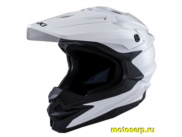 Купить  Шлем Кросс Ataki JK801A Solid белый глянцевый  р-р L (шт)  (SM 941-6265 купить с доставкой по Москве и России, цена, технические характеристики, комплектация фото  - motoserp.ru