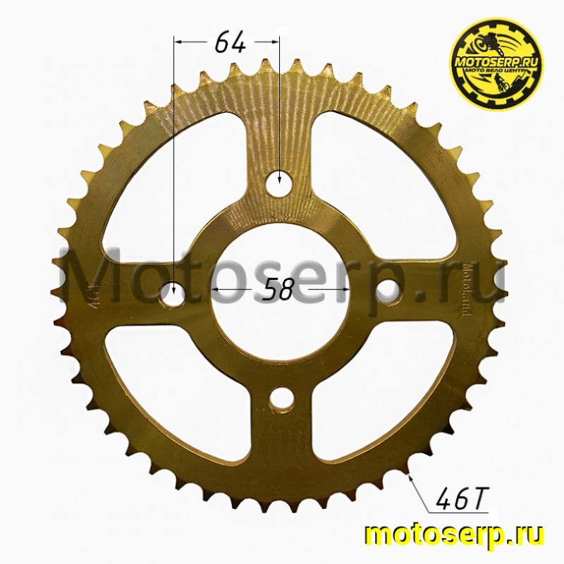 Купить  Звезда ведомая голая (венец) (428-46) (428-46T D-58mm, 4x64mm) CG,CB-125/250 (шт) (ML 21694 (ML 21711 (ML 21684 купить с доставкой по Москве и России, цена, технические характеристики, комплектация фото  - motoserp.ru