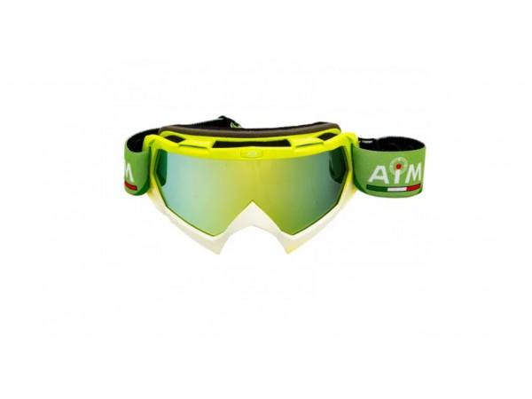Купить  Очки мото Кросс AiM 157-950 Green-White Glossy PRO (шт) (AIM 157-950 купить с доставкой по Москве и России, цена, технические характеристики, комплектация фото  - motoserp.ru