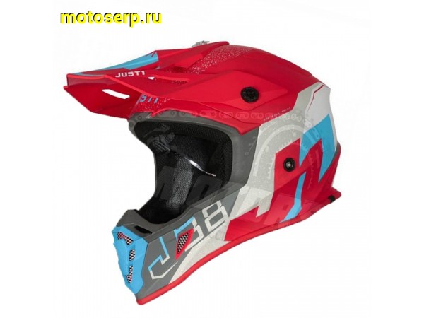 Купить  Шлем Кросс JUST1 J38 KORNER синий/красный матовый р-р M   (шт) (SM 880-5855 купить с доставкой по Москве и России, цена, технические характеристики, комплектация фото  - motoserp.ru