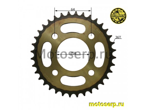 Купить  Звезда ведомая голая (венец) (428-36) (428-36T D-58mm, 4x64mm) сталь, закаленные зубья CG/CB (шт) (ML 12211  купить с доставкой по Москве и России, цена, технические характеристики, комплектация фото  - motoserp.ru