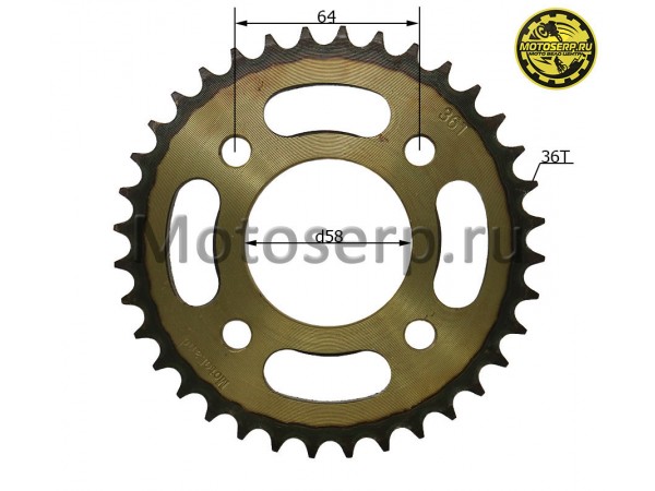 Купить  Звезда ведомая голая (венец) (428-36) (428-36T D-58mm, 4x64mm) сталь, закаленные зубья CG/CB (шт) (ML 12211  купить с доставкой по Москве и России, цена, технические характеристики, комплектация фото  - motoserp.ru