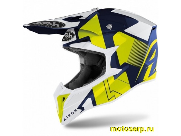 Купить  Шлем Кросс AIROH WRAAP RAZE BLUE GLOSS (глянцевый) (М) (шт) (AIROH купить с доставкой по Москве и России, цена, технические характеристики, комплектация фото  - motoserp.ru