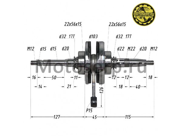 Купить  Коленвал (вал коленчатый) 157QMJ/152QMI, p-15mm 125-150cc OEM (TW) (TATA 16101307 (К-дар 2100211 купить с доставкой по Москве и России, цена, технические характеристики, комплектация фото  - motoserp.ru