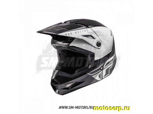 Купить  Шлем Кросс FLY RACING KINETIC Straight Edge (черный/белый) L (шт)  (SM 880-5705 купить с доставкой по Москве и России, цена, технические характеристики, комплектация фото  - motoserp.ru