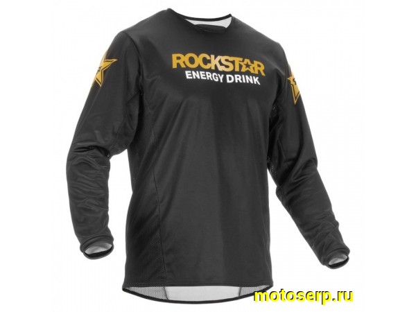 Купить  Джерси (футболка для мотокросса) FLY RACING KINETIC ROCKSTAR черная/золотая (S) 2023 (шт)  (0 купить с доставкой по Москве и России, цена, технические характеристики, комплектация фото  - motoserp.ru