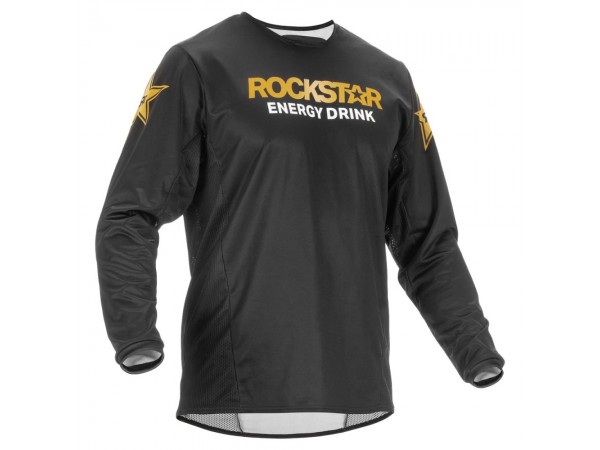 Купить  Джерси (футболка для мотокросса) FLY RACING KINETIC ROCKSTAR черная/золотая (XL) 2023 (шт)  (0 купить с доставкой по Москве и России, цена, технические характеристики, комплектация фото  - motoserp.ru