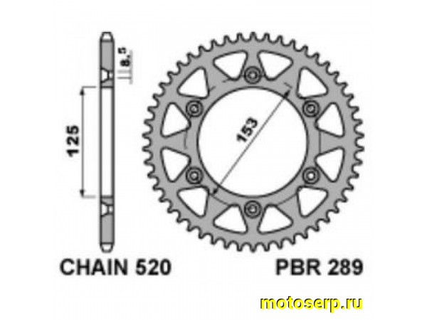 Купить  ====Звезда ведомая JTR210-49 PBR 289 49 C45 (шт) (0 купить с доставкой по Москве и России, цена, технические характеристики, комплектация фото  - motoserp.ru