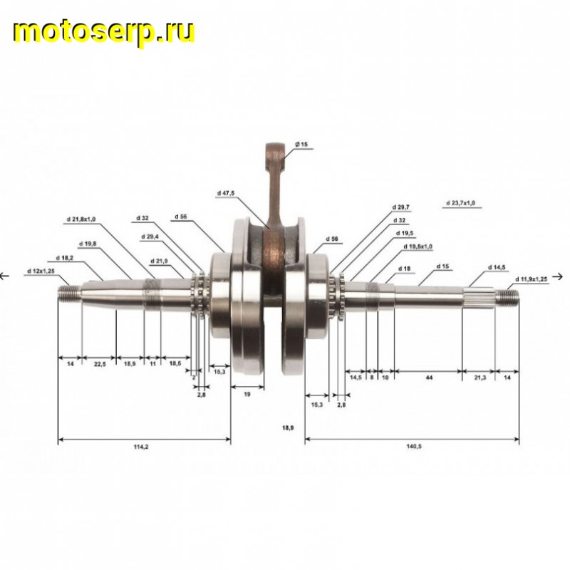 Купить  Коленвал (вал коленчатый) 163QMK p-15mm 200см3 с баланс. валом (шт) (ML 17908 купить с доставкой по Москве и России, цена, технические характеристики, комплектация фото  - motoserp.ru