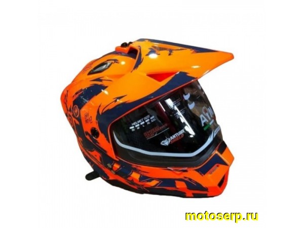 Купить  Шлем Кросс (Детский) AiM JK802Y (мотард) оранжевый/синий YM (шт) (AIM 802Y-015-YM купить с доставкой по Москве и России, цена, технические характеристики, комплектация фото  - motoserp.ru