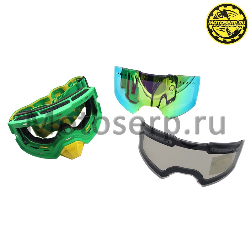 Купить  Очки мото Кросс Radien goggles снегоходные/ATV зимние (быстросменная магнитная линза с двойным стеклом) LYNX (реплика) зеленые (шт) (Кокурин купить с доставкой по Москве и России, цена, технические характеристики, комплектация фото  - motoserp.ru