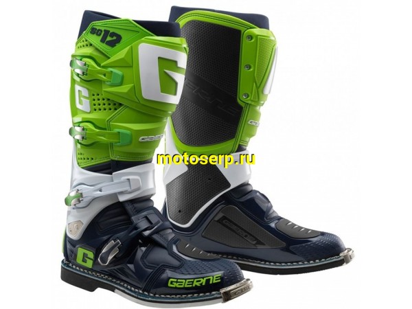 Купить  Мотоботы кросс. GAERNE SG-12 Limited Edition SEVEN зеленый/белый/синий р-р 45" (Ч/З) (пар) (SM 953-1130 купить с доставкой по Москве и России, цена, технические характеристики, комплектация фото  - motoserp.ru