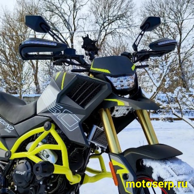 Купить  Мотоцикл внедорожный ROCKOT HOUND 250 (ЭПТС) (черн/сер/желт) Тур-эндуро, 17/17, 4Т, 250сс, 171YMM (4 КЛАП) с балан. 6КПП (шт) (ROCKOT  купить с доставкой по Москве и России, цена, технические характеристики, комплектация фото  - motoserp.ru