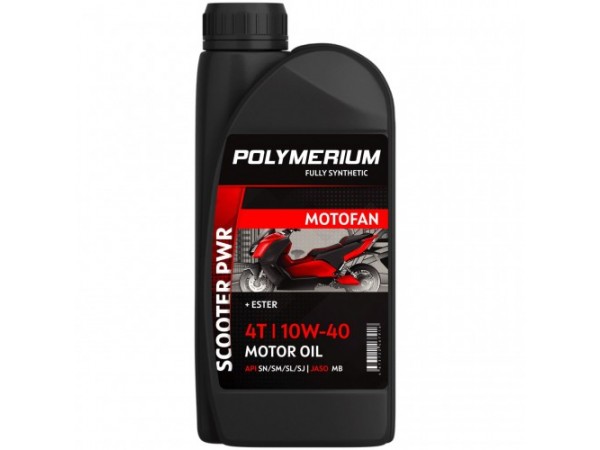 Купить  Масло POLYMERIUM MOTOFAN SCOOTER PWR 10W40 4T 1L синт (шт) (plmmf4spwr10401 купить с доставкой по Москве и России, цена, технические характеристики, комплектация фото  - motoserp.ru