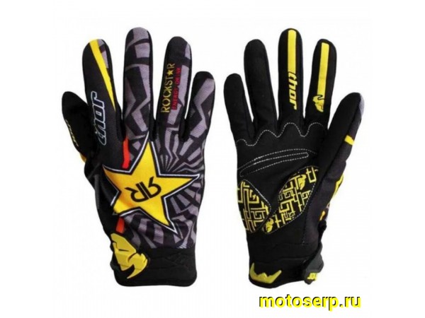Купить  Перчатки Thor Rockstar Black/Yellow р-р (XL) (пар) (MOTO-SKUTER 13039 купить с доставкой по Москве и России, цена, технические характеристики, комплектация фото  - motoserp.ru