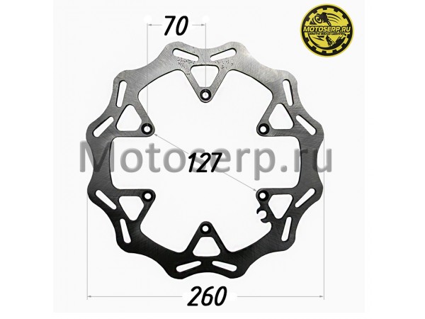 Купить  Диск тормозной передний (260x127x4) (отв:6x70) KTM Husqvarna OTOM TE/FE/FC/FX/MX/EXC/GS/SX/LC-4/SX-F GR Zuum Brz Avantis Hasky (шт) (JP купить с доставкой по Москве и России, цена, технические характеристики, комплектация фото  - motoserp.ru