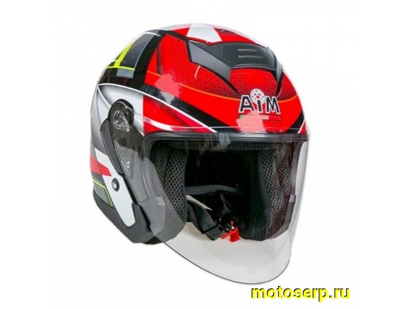 Купить  Шлем открытый  со стеклом AiM JK526 красный/серый/черный (XXXL) (шт) (AIM 526-013-XXXL купить с доставкой по Москве и России, цена, технические характеристики, комплектация фото  - motoserp.ru
