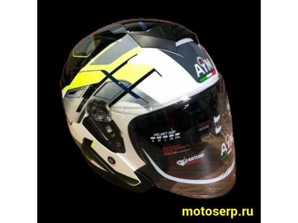 Купить  Шлем открытый  со стеклом AiM JK526 желтый/серый/белый (XL) (шт) (AIM 526-015-XL купить с доставкой по Москве и России, цена, технические характеристики, комплектация фото  - motoserp.ru