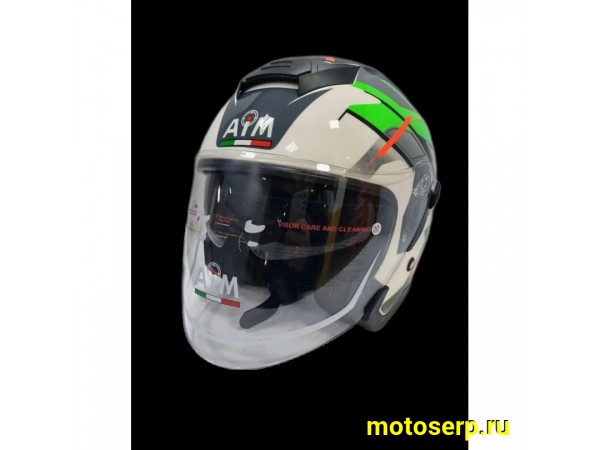 Купить  Шлем открытый  со стеклом AiM JK526 салатовый/белый/черный (S) (шт) (AIM 526-022-S купить с доставкой по Москве и России, цена, технические характеристики, комплектация фото  - motoserp.ru