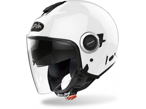 Купить  Шлем открытый  со стеклом AIROH HELIOS COLOR White Gloss (M) (шт) (AIROH купить с доставкой по Москве и России, цена, технические характеристики, комплектация фото  - motoserp.ru