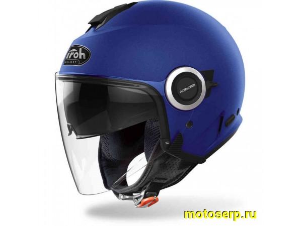 Купить  Шлем открытый  со стеклом AIROH HELIOS COLOR Blue Matt (S) (шт) (AIROH купить с доставкой по Москве и России, цена, технические характеристики, комплектация фото  - motoserp.ru