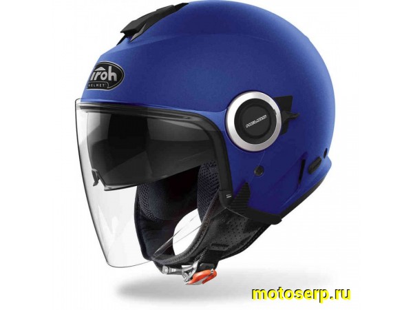 Купить  Шлем открытый  со стеклом AIROH HELIOS COLOR Blue Matt (M) (шт) (AIROH купить с доставкой по Москве и России, цена, технические характеристики, комплектация фото  - motoserp.ru