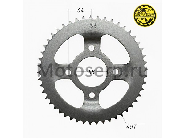 Купить  Звезда ведомая голая (венец) (428-49) (428-49T D-58mm, 4x64mm) LIFAN KPT 200 (шт) (LIFAN QLR68521A2N01 купить с доставкой по Москве и России, цена, технические характеристики, комплектация фото  - motoserp.ru