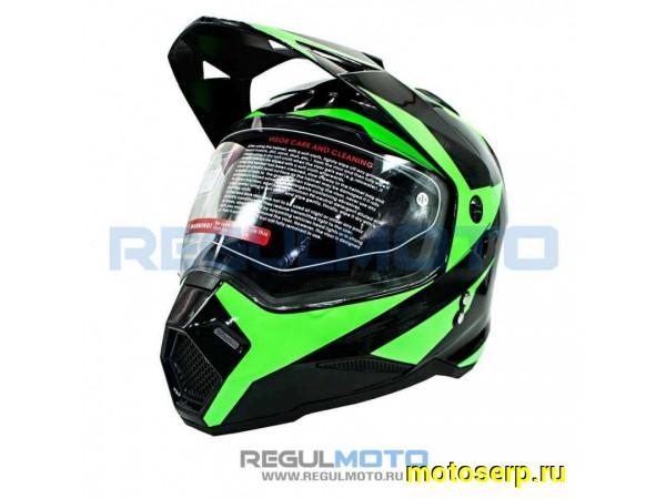 Купить  Шлем Кросс KIOSHI Fighter 802 (мотард) чёрный/зеленый р-р М (шт) (Regul 304170-46 купить с доставкой по Москве и России, цена, технические характеристики, комплектация фото  - motoserp.ru