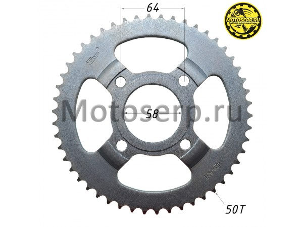 Купить  Звезда ведомая голая (венец) (428-50) (428-50T D-58mm, 4x64mm) (с выносом) Racer RC200-250GY-C2 Panther  (шт) (TATA 16106951 купить с доставкой по Москве и России, цена, технические характеристики, комплектация фото  - motoserp.ru