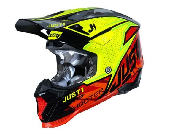 Купить  Шлем Кросс JUST1 J40 SHOOTER красный/желтый глянцевый (L) (SM 880-6826 купить с доставкой по Москве и России, цена, технические характеристики, комплектация фото  - motoserp.ru