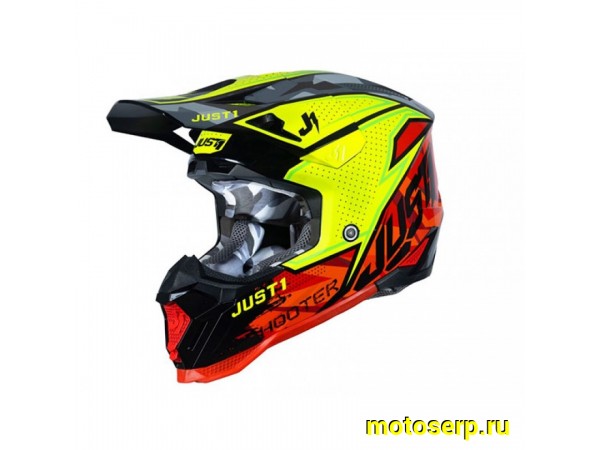 Купить  Шлем Кросс JUST1 J40 SHOOTER красный/желтый глянцевый (XL) (SM 880-8107 купить с доставкой по Москве и России, цена, технические характеристики, комплектация фото  - motoserp.ru