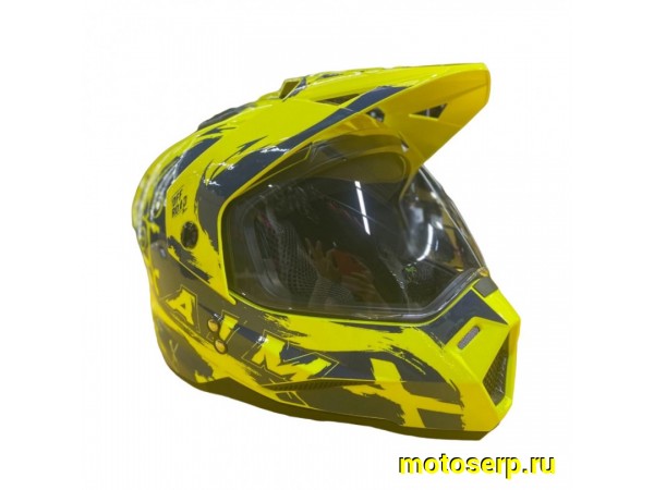 Купить  Шлем Кросс (Детский) AiM JK802Y (мотард) желтый/синий YS (шт) (AIM 802Y-018-YS купить с доставкой по Москве и России, цена, технические характеристики, комплектация фото  - motoserp.ru