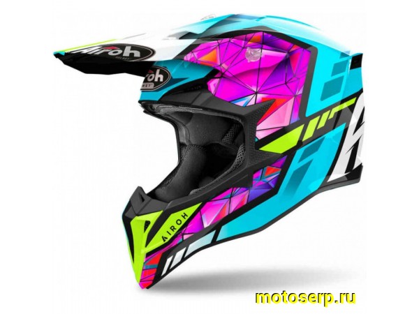 Купить  Шлем Кросс AIROH WRAAAP DIAMOND GLOSSY (L) (шт) (AIM WRAD54-L купить с доставкой по Москве и России, цена, технические характеристики, комплектация фото  - motoserp.ru