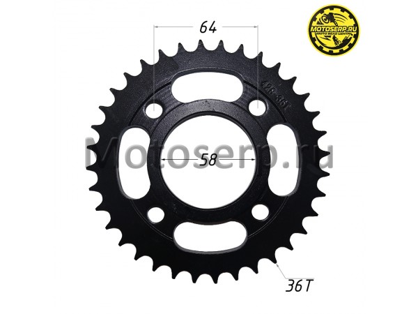 Купить  Звезда ведомая голая (венец) (428-36) (428-36T D-58mm, 4x64mm) SM-PARTS (шт) (Мир 30654 купить с доставкой по Москве и России, цена, технические характеристики, комплектация фото  - motoserp.ru