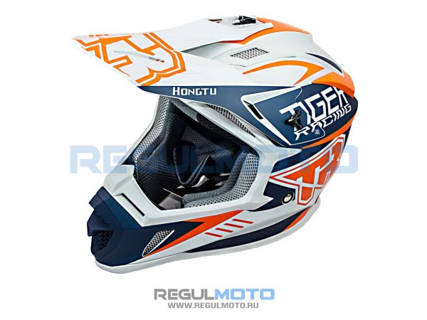 Купить  Шлем Кросс KIOSHI TR H637 серый/синий/оранжевый (Матовый) р-р XL (шт) (Regul 111222-3 купить с доставкой по Москве и России, цена, технические характеристики, комплектация фото  - motoserp.ru