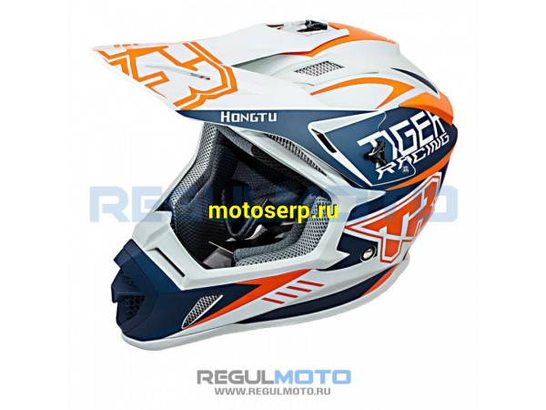 Купить  Шлем Кросс KIOSHI TR H637 серый/синий/оранжевый (Матовый) р-р XL (шт) (Regul 111222-3 купить с доставкой по Москве и России, цена, технические характеристики, комплектация фото  - motoserp.ru