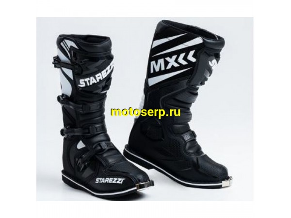 Купить  Мотоботы кросс. STAREZZI Roma Black White  р-р 43" черные/белые (N/Q) (пар) (Progas 000076 купить с доставкой по Москве и России, цена, технические характеристики, комплектация фото  - motoserp.ru