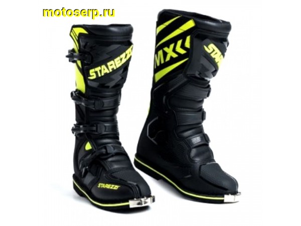 Купить  Мотоботы кросс. STAREZZI Roma Black Fluo Yellow  р-р 41" черные/салатовые (N/Q) (пар) (Progas 000076 купить с доставкой по Москве и России, цена, технические характеристики, комплектация фото  - motoserp.ru
