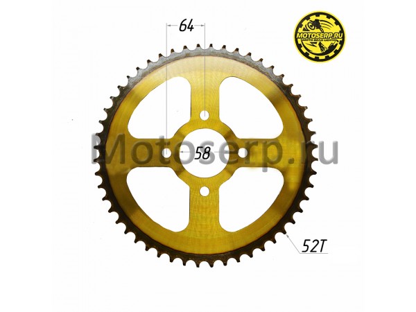 Купить  Звезда ведомая голая (венец) (520-52) (520-52T D-58mm, 4x64mm) CG (закаленные зубья) (шт) (К-дар 2525922 купить с доставкой по Москве и России, цена, технические характеристики, комплектация фото  - motoserp.ru