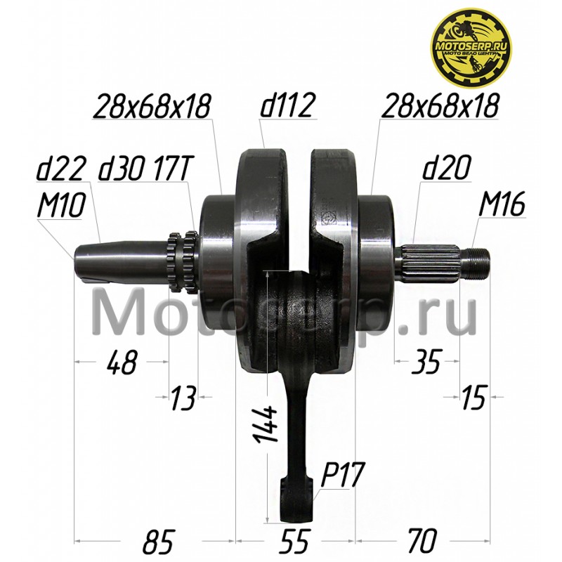 Купить  Коленвал (вал коленчатый) 169FMM (CB250) p-17mm Regulmoto Sport001-006 (шт) (Regul 100207012 (Regul 1320B-MA96-0100  купить с доставкой по Москве и России, цена, технические характеристики, комплектация фото  - motoserp.ru