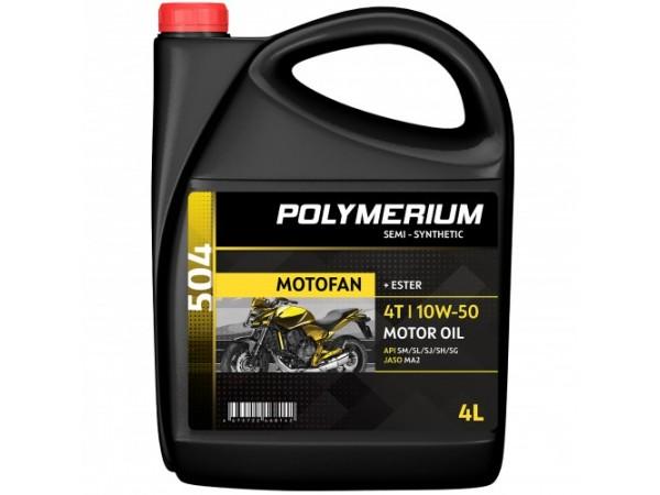 Купить  Масло POLYMERIUM MOTOFAN 504 10W50 4T 4L п/синт (шт) (plmmf450410504 (шт) (JP купить с доставкой по Москве и России, цена, технические характеристики, комплектация фото  - motoserp.ru