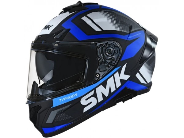 Купить  Шлем закрытый интеграл SMK TYPHOON THORN, цвет чёрный/синий/серый (XL) (шт) (Bajaj TYPHOON GL251 купить с доставкой по Москве и России, цена, технические характеристики, комплектация фото  - motoserp.ru