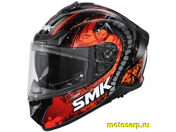 Купить  Шлем закрытый интеграл SMK TYPHOON REPTILE , цвет чёрный/красный (M) (шт) (Bajaj TYPHOON GL273 купить с доставкой по Москве и России, цена, технические характеристики, комплектация фото  - motoserp.ru