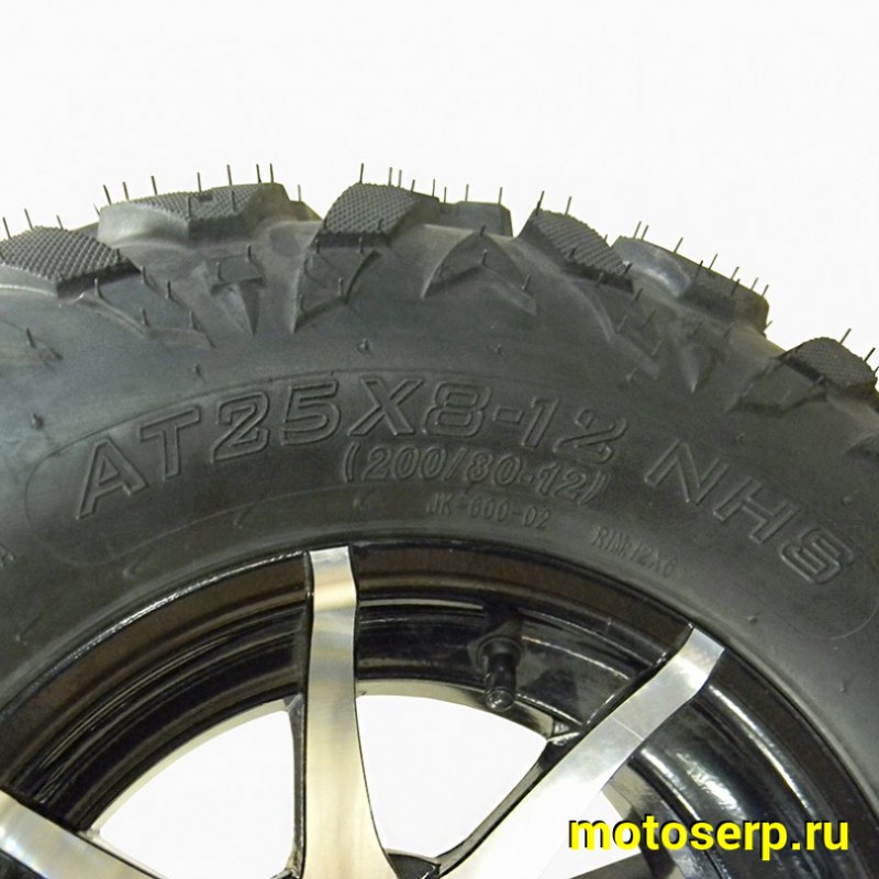 Купить  Колесо ATV 12" в сборе (шина ATV 25x8-12 (200х80-12) + диск (4х75mm.D-70mm, литой) (шт) (Хар купить с доставкой по Москве и России, цена, технические характеристики, комплектация фото  - motoserp.ru