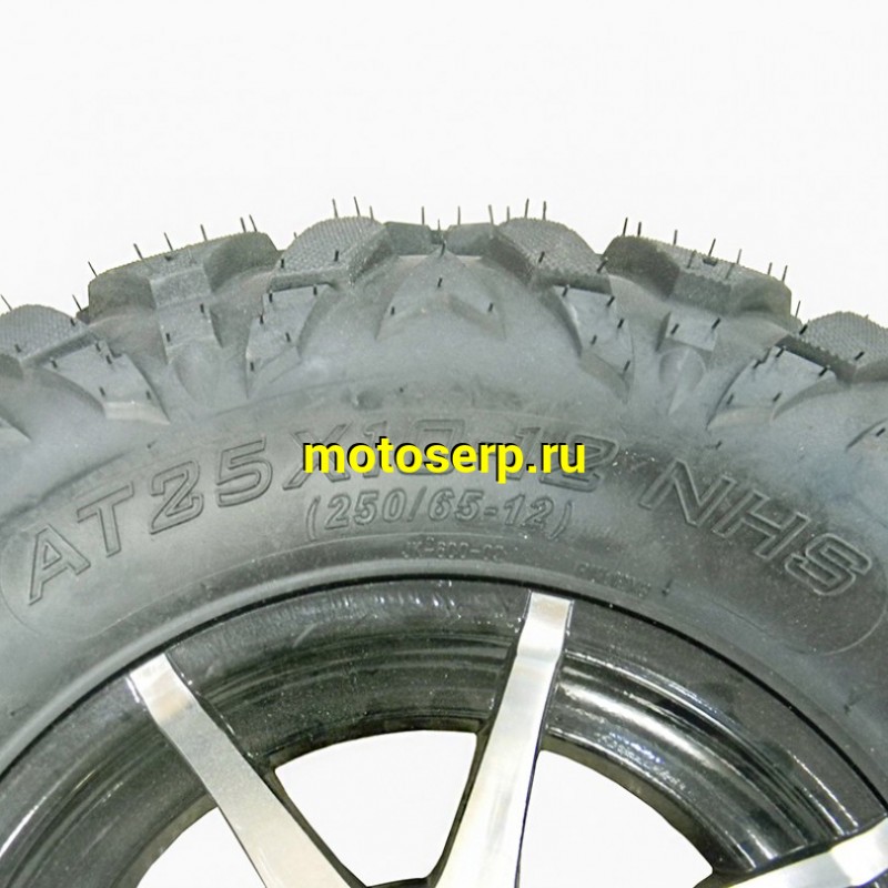 Купить  Колесо ATV 12" в сборе (шина ATV 25x10-12 (250х65-12) + диск (4х75mm.D-70mm, литой) (шт) (Хар купить с доставкой по Москве и России, цена, технические характеристики, комплектация фото  - motoserp.ru